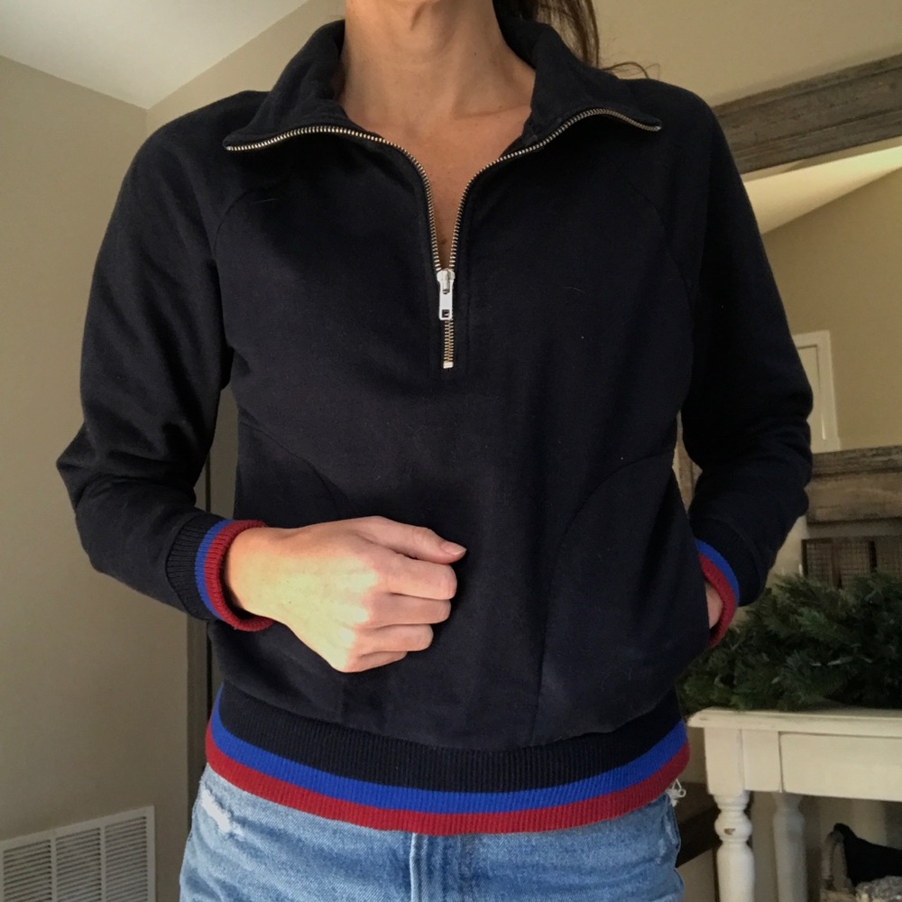 J Crew Sport Stripe Quarter Zip